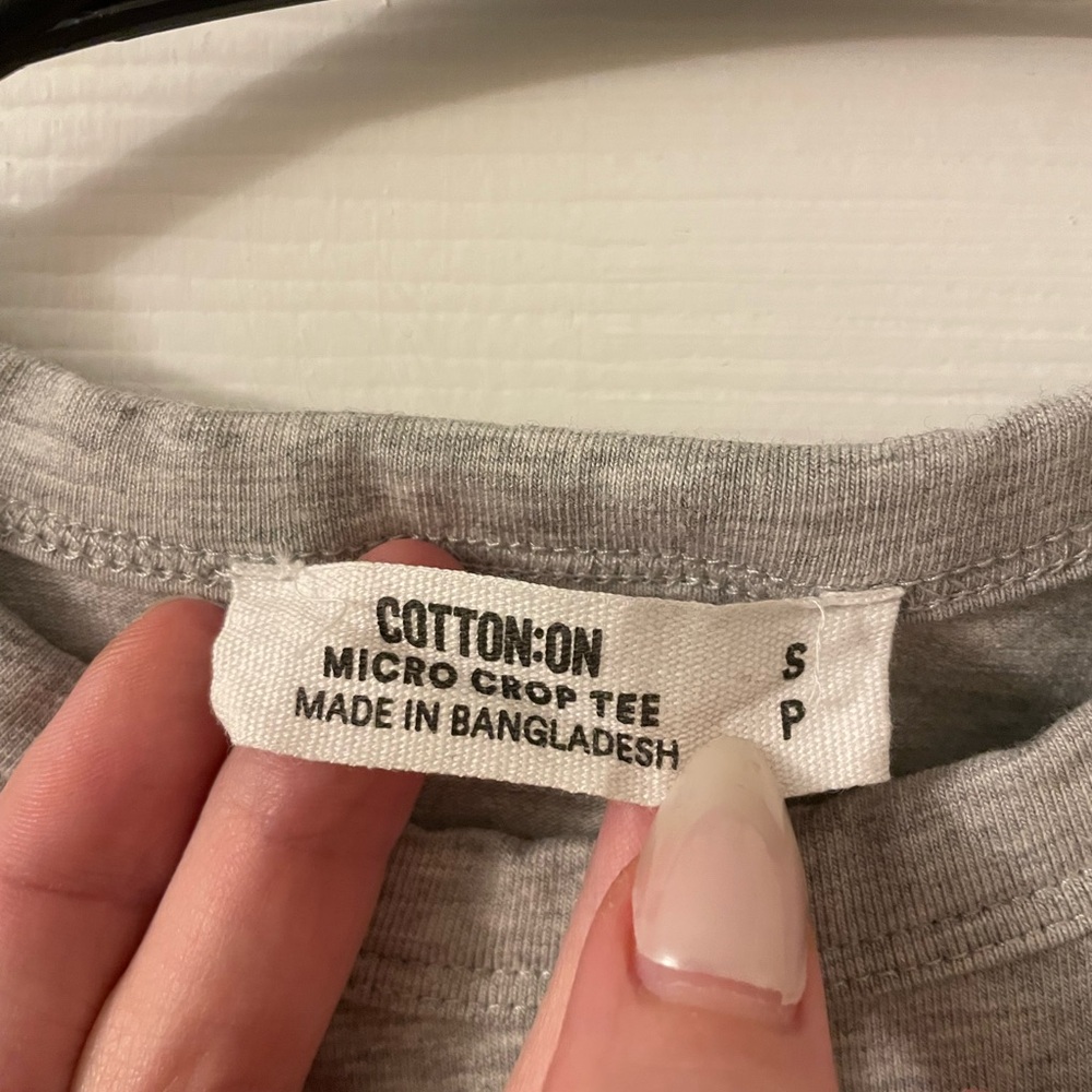 Cotton On Gray Micro Crop Tee